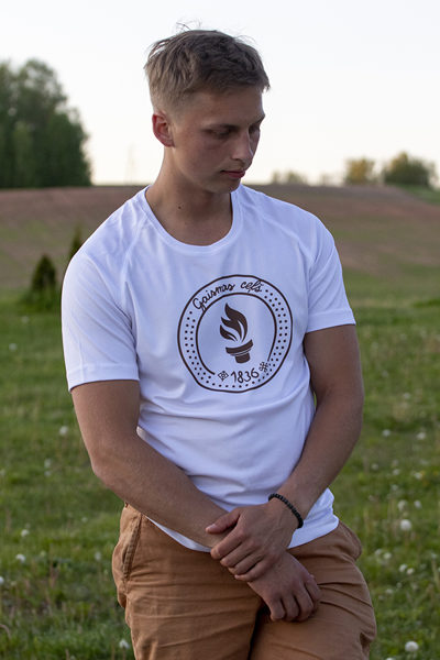 2. design - The T-shirt  printed with the official symbol of the "Gaismas ceļš" race.